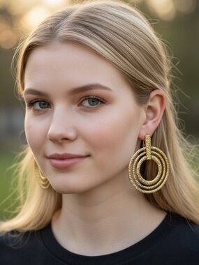 Gold Multi-Ring Hoop Statement Earrings